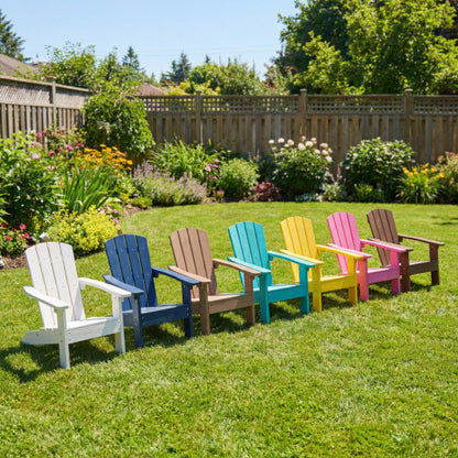 Set of 2 Kid's Adirondack Chair with with High Backrest and Armrests-Brown - Color: Brown