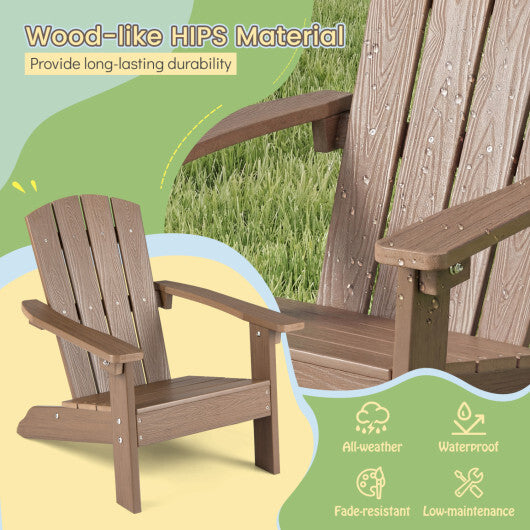 Set of 2 Kid's Adirondack Chair with with High Backrest and Armrests-Brown - Color: Brown