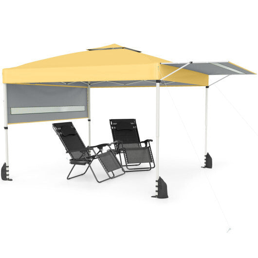 10 x 17 Feet Pop Up Canopy Tent with Dual Adjustable Awnings-Yellow - Color: Yellow