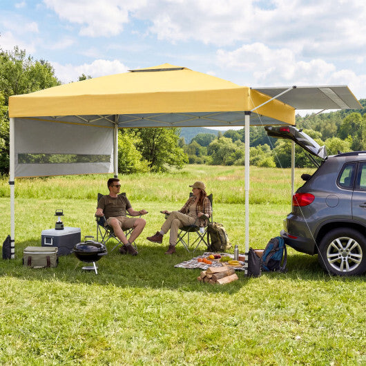 10 x 17 Feet Pop Up Canopy Tent with Dual Adjustable Awnings-Yellow - Color: Yellow