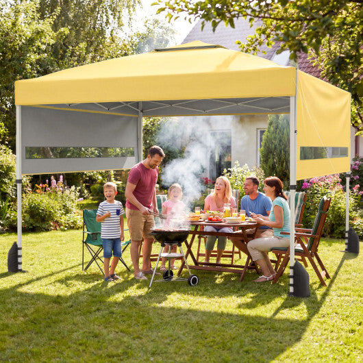 10 x 17 Feet Pop Up Canopy Tent with Dual Adjustable Awnings-Yellow - Color: Yellow