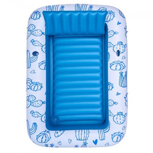 Inflatable Pool Float with UPF 50+ Canopy, 82" x 55" Large Tanning Pool Floating Lounger for Adults, 550LBS Capacity Sunbathing Lounger Floaties with Pillow, Phone & Cup Holder for Water Fun