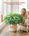 Artificial Ferns, 48 Inch Fake Boston Fern Bush Plant with 67 Fronds, Faux Greenery for Indoor/Outdoor Decor, Silk & LDPE, Suitable for Home Porch Garden Office Living Room Planter, Set of 2