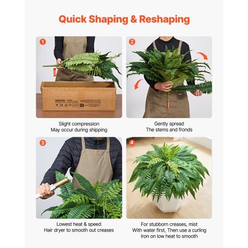 Artificial Ferns, 48 Inch Fake Boston Fern Bush Plant with 67 Fronds, Faux Greenery for Indoor/Outdoor Decor, Silk & LDPE, Suitable for Home Porch Garden Office Living Room Planter, Set of 2