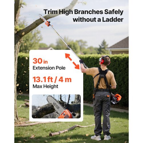 Gas Hedge Trimmer, 2 Cycle Gas Power Handheld Trimmer, 6-in-1 26cc Weed Eater with Extension Pole & Protective Gear Set, Includes Hedge & String Trimmer, Brush Cutter(3T & 40T), Edger, Pole Saw