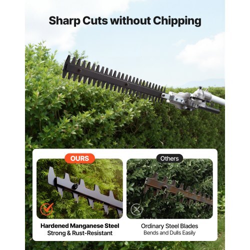 Gas Hedge Trimmer, 2 Cycle Gas Power Handheld Trimmer, 6-in-1 26cc Weed Eater with Extension Pole & Protective Gear Set, Includes Hedge & String Trimmer, Brush Cutter(3T & 40T), Edger, Pole Saw