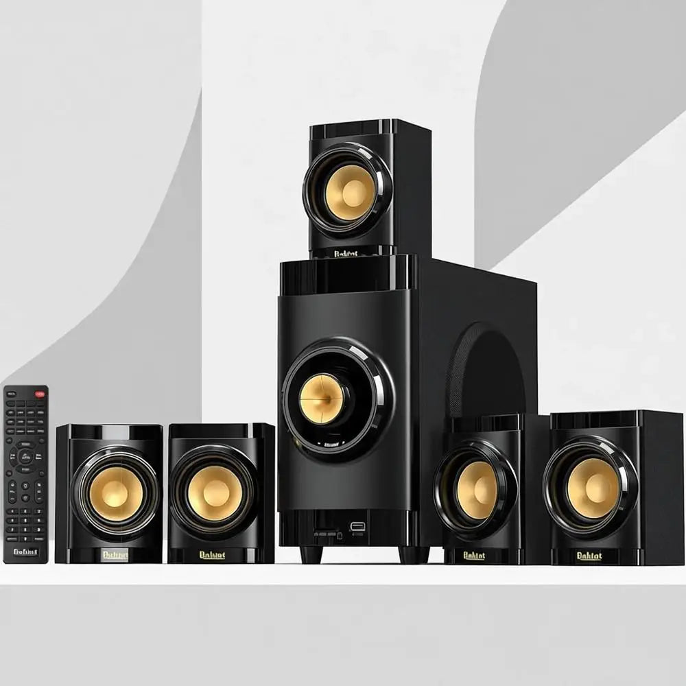 Small Subwooer Home Theater or TV Surround System 5 Wired Speakers Ampliier 4 inch Wooer Built-in Receiver Support ARC Optical B