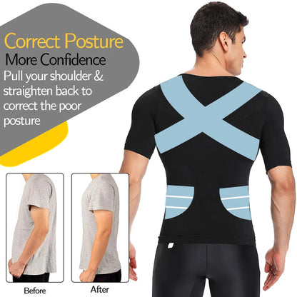 Men's Slimming Compression T-Shirt Body Shaper Undershirt for Weight Loss and Gynecomastia Muscle Tank Tops with Soft Design
