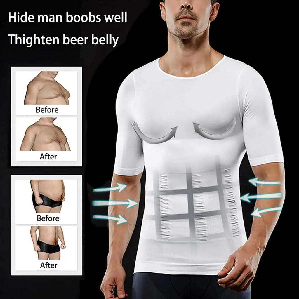 Men's Slimming Compression T-Shirt Body Shaper Undershirt for Weight Loss and Gynecomastia Muscle Tank Tops with Soft Design