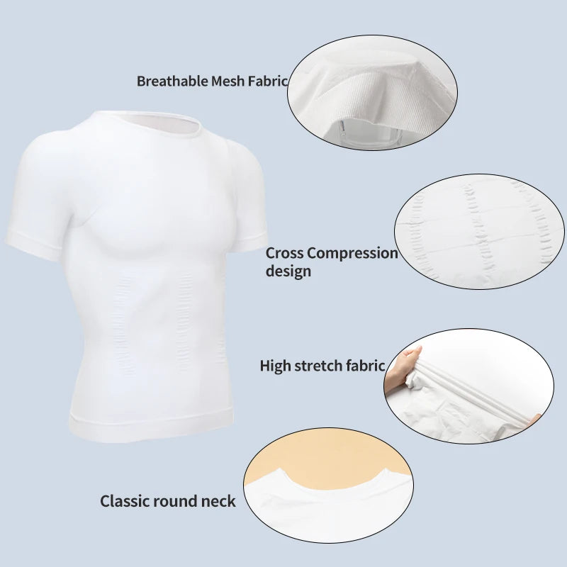 Men's Slimming Compression T-Shirt Body Shaper Undershirt for Weight Loss and Gynecomastia Muscle Tank Tops with Soft Design