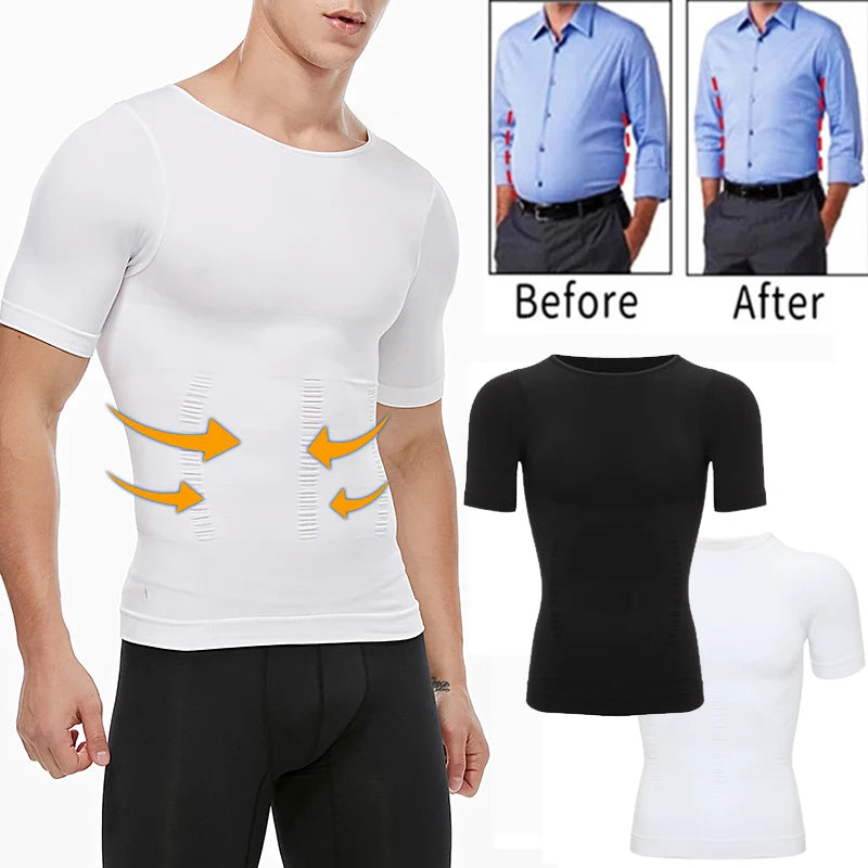 Men's Slimming Compression T-Shirt Body Shaper Undershirt for Weight Loss and Gynecomastia Muscle Tank Tops with Soft Design