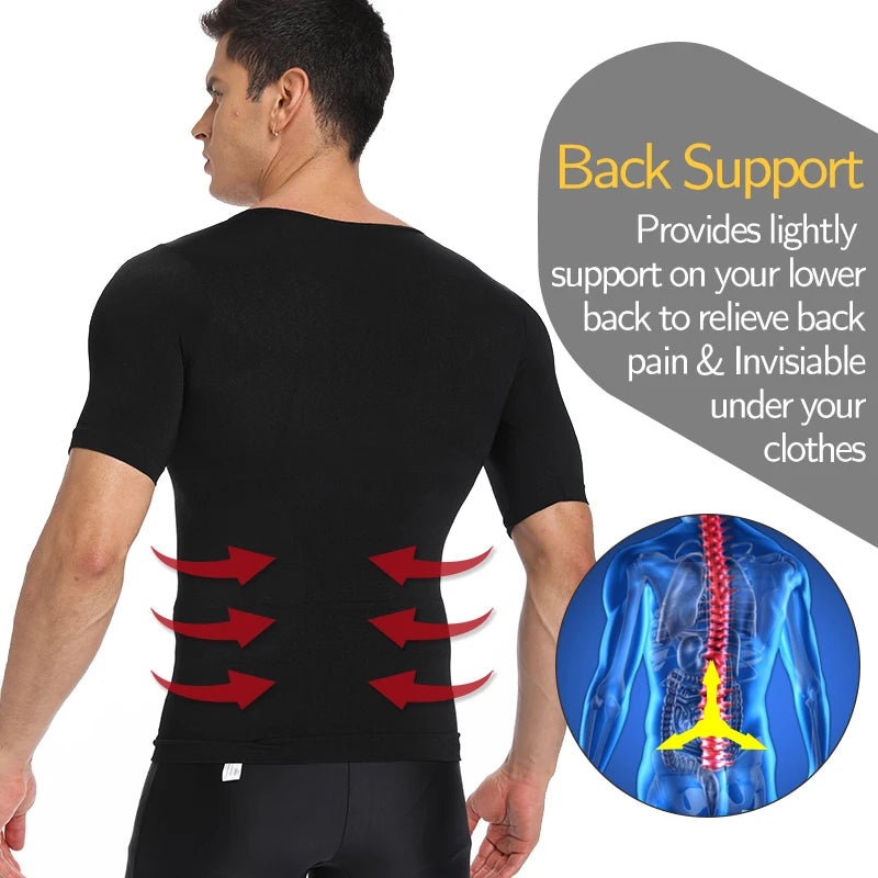 Men's Slimming Compression T-Shirt Body Shaper Undershirt for Weight Loss and Gynecomastia Muscle Tank Tops with Soft Design