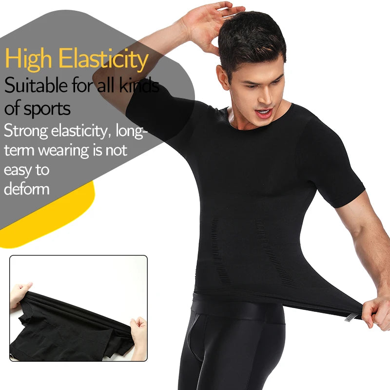 Men's Slimming Compression T-Shirt Body Shaper Undershirt for Weight Loss and Gynecomastia Muscle Tank Tops with Soft Design