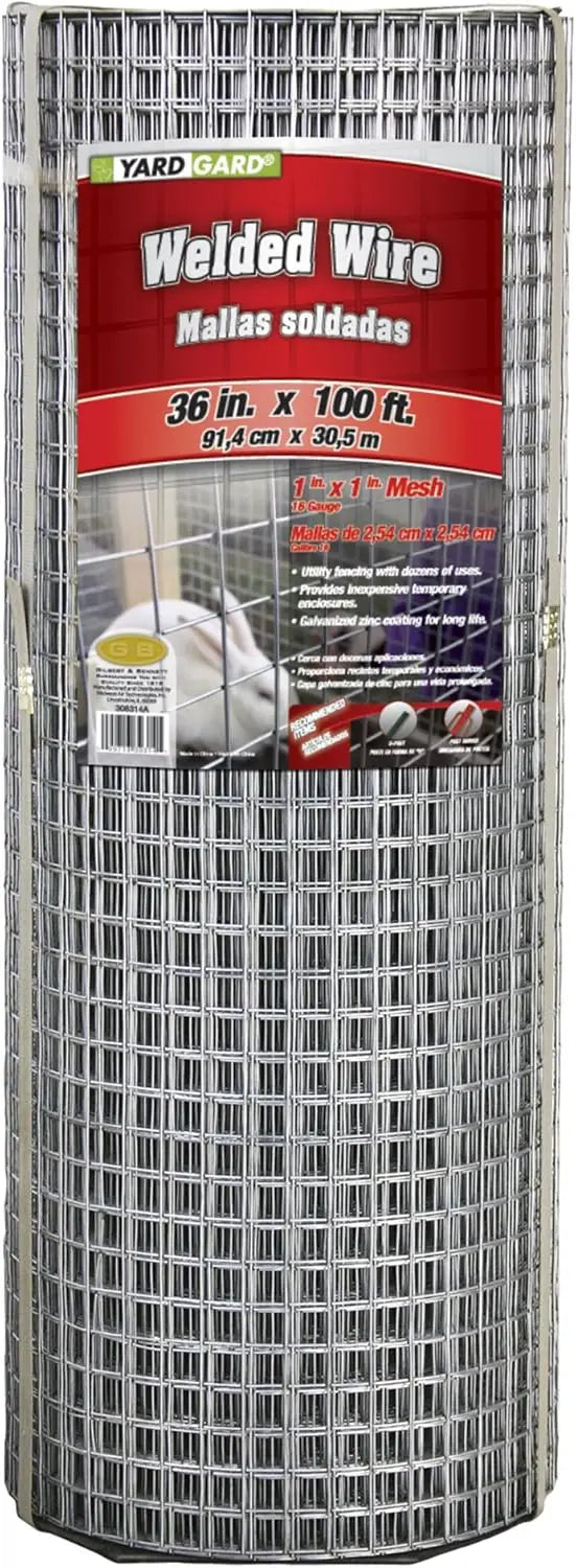 1x1 Inch Mesh Welded Wire Fence, 36in x 100ft, Galvanized Steel for Animal Enclosures and Garden Protection