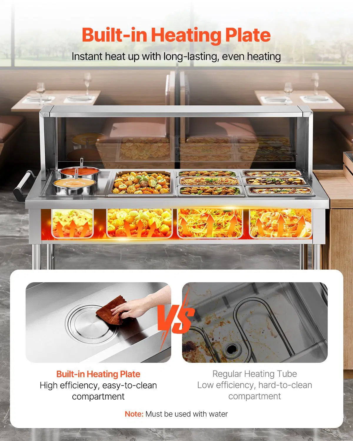 Commercial Food Warmer, 7 Pans + 2 Pots Electric Steam Table, 1800W Professional Buffet Catering Food Warmer with Shield Undershelf Wheels, Stainless Steel Server for Party Restaurant Hotel