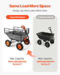 Garden Dump Cart, 1500lbs Poly Dump Cart, 15 Cu. Ft. Garden Carts Dumps Wagon with 2-in-1 Convertible Handle, 90? Quick-Dumps Mechanism, Adjustable Handle, Yard Wagon for Plants, Soil, Crops