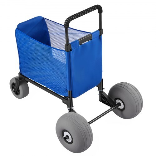 Beach Cart with Large Wheels for Sand, 165 lbs Load Capacity, Heavy Duty Folding Beach Wagon with 12" Balloon Wheels, Storage Bag, 33" to 45" Adjustable Height, Dolly for Camping Fishing Garden
