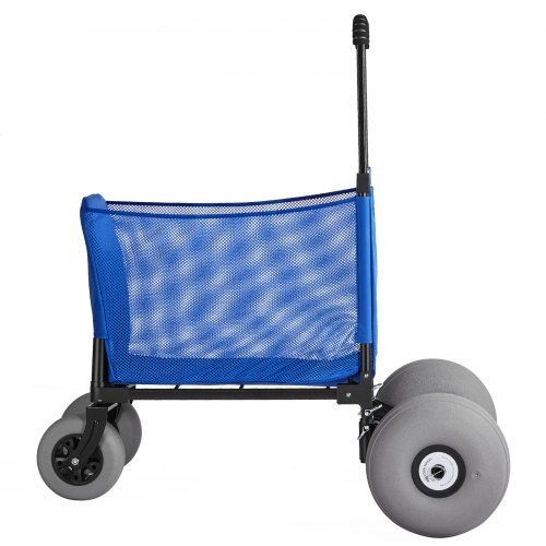 Beach Cart with Large Wheels for Sand, 165 lbs Load Capacity, Heavy Duty Folding Beach Wagon with 12" Balloon Wheels, Storage Bag, 33" to 45" Adjustable Height, Dolly for Camping Fishing Garden