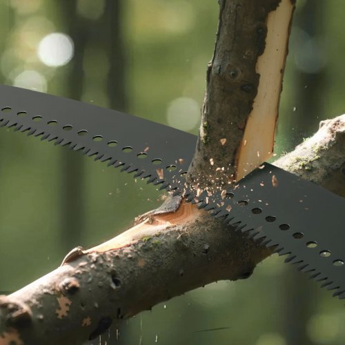 Manual Pole Saw, 4.46-26.4 ft Extendable Tree Pruner, Sharp 65Mn Steel Blade, Lightweight Fiberglass Handle Pole, Two Double-Hook Saws for High Branch Trimming, Pruning Tool for Palms, Shrubs
