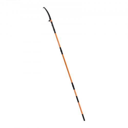 Manual Pole Saw, 4.46-26.4 ft Extendable Tree Pruner, Sharp 65Mn Steel Blade, Lightweight Fiberglass Handle Pole, Two Double-Hook Saws for High Branch Trimming, Pruning Tool for Palms, Shrubs