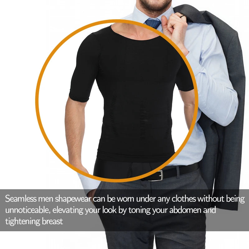 Men's Slimming Compression T-Shirt Body Shaper Undershirt for Weight Loss and Gynecomastia Muscle Tank Tops with Soft Design