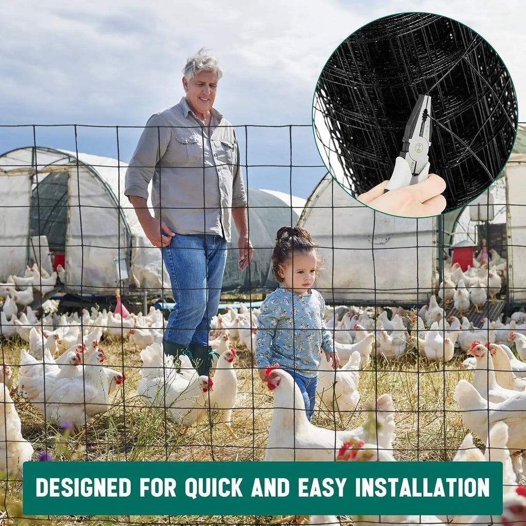 16 Gauge Galvanized Welded Wire Fence 4 ft x 100 ft PVC Coated Hardware Cloth, 2.36" x 2.36" Mesh, Heavy Duty Garden Fencing Rol