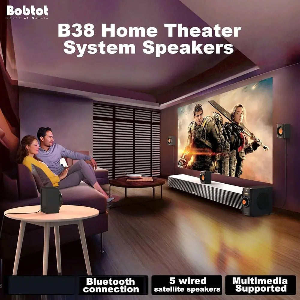 Small Subwooer Home Theater or TV Surround System 5 Wired Speakers Ampliier 4 inch Wooer Built-in Receiver Support ARC Optical B