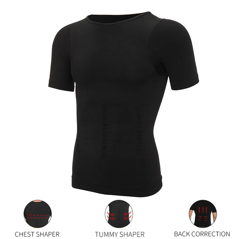 Men's Slimming Compression T-Shirt Body Shaper Undershirt for Weight Loss and Gynecomastia Muscle Tank Tops with Soft Design