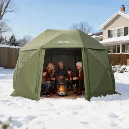 Pop up Gazebo Screen Tent, 13 x 13 ft, 13-Sided Spherical Camping Canopy Tent with Removable Top & Carry Bag, Quick-Set & Bite-Proof, Screen House Sun Shelter for 10-12 Persons, Green
