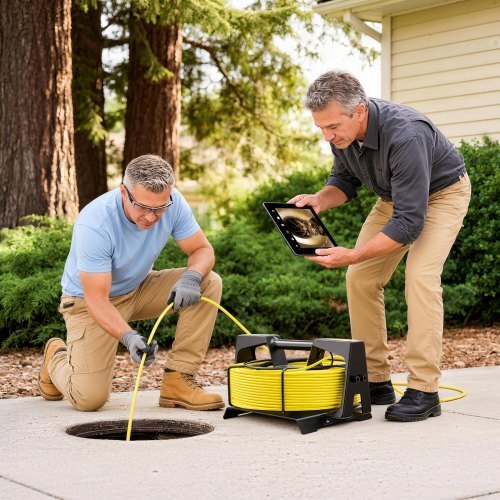 2026 Upgraded Sewer Camera with WiFi, 65.6ft/20m Drain Pipeline Camera, IP68 Snake Plumbing Cameras with Light- 12 LEDS, Wireless WiFi Connectivity to Phone/Tablet for Sewer Duct Pipe Inspection