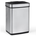Costway 16 Gallon Trash Can Infrared Motion Sensor Garbage Can with Dual Compartments-Silver - Color: Silver