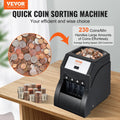 USD Coin Sorter, Coin Sorter Machine for USD Coin 1? 5? 10? 25?, Sorts up to 230 Coins/min, Coin Sorter and Wrapper Machine Holds 200 Coins Included 4 Coin Tubes, Black