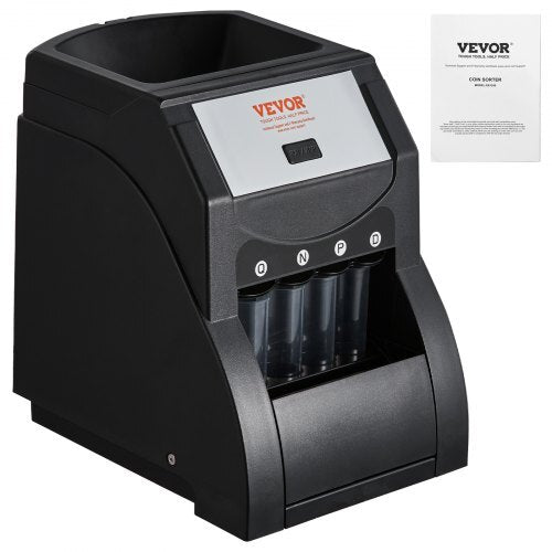 USD Coin Sorter, Coin Sorter Machine for USD Coin 1? 5? 10? 25?, Sorts up to 230 Coins/min, Coin Sorter and Wrapper Machine Holds 200 Coins Included 4 Coin Tubes, Black