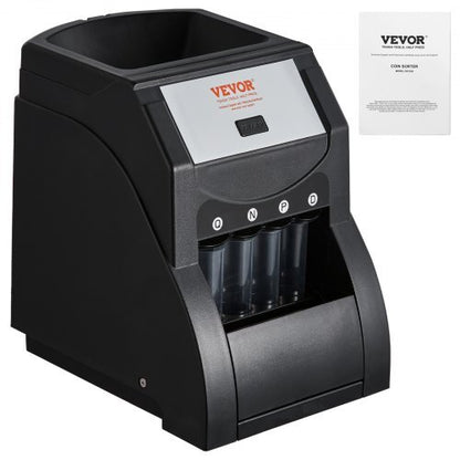 USD Coin Sorter, Coin Sorter Machine for USD Coin 1? 5? 10? 25?, Sorts up to 230 Coins/min, Coin Sorter and Wrapper Machine Holds 200 Coins Included 4 Coin Tubes, Black