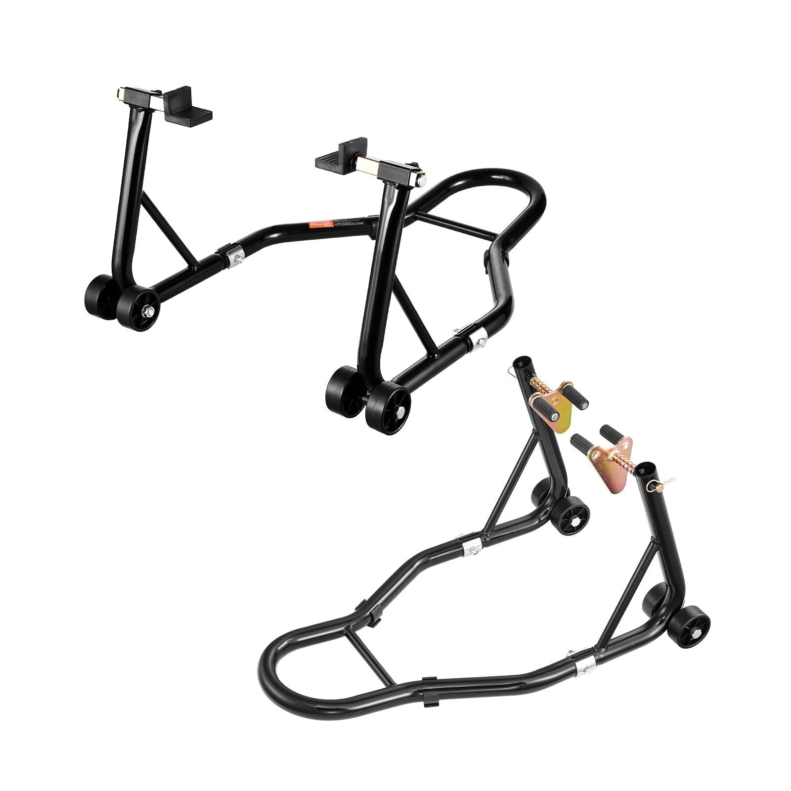 Motorcycle Stand Lift, 1100lbs Capacity Front Rear Combo Stand Lift, Front Wheel Dual-Fork Stand, Rear U+L Fork Swingarm Spool Stand, for Most Yamaha Honda Kawasaki Suzuki Motorcycles, Black