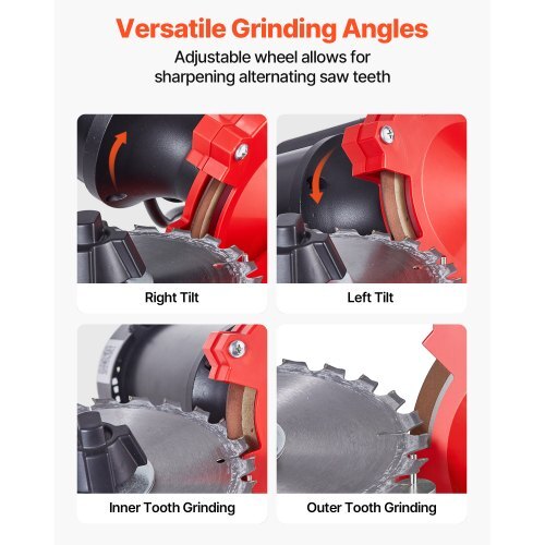 Circular Saw Blade Sharpener, 370W 3590RPM Rotary Angle Mill Grinder Sharpening Machine with 5" Grinding Wheel & 6 Saw Centerings - Fits ?3.2" to ?27.5" Circular Saw Blades