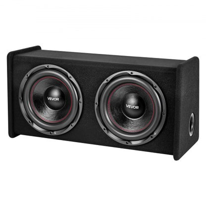 Subwoofer Bass Package, 12 in, 490W RMS, Dual Car Audio Subwoofer and Amp Package, with Loaded Enclosure, Separate Amplifier, and Wiring Kit, for Various Vehicles Trunks, Car Audio Systems