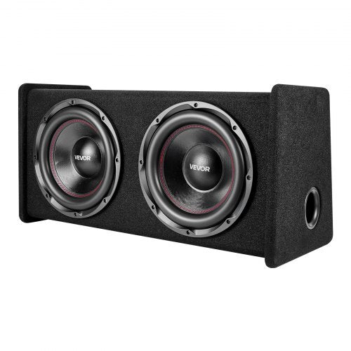 Subwoofer Bass Package, 12 in, 490W RMS, Dual Car Audio Subwoofer and Amp Package, with Loaded Enclosure, Separate Amplifier, and Wiring Kit, for Various Vehicles Trunks, Car Audio Systems