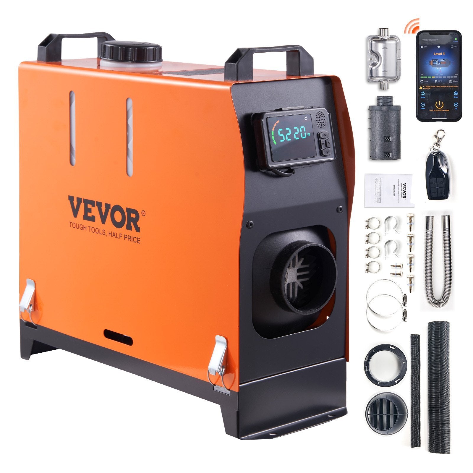 8 KW Diesel Air Heater, Bluetooth App Control All-in-one Diesel Heater with Automatic Altitude Adjustment, Remote Control and LCD, Portable Parking Heater for RV Trailer Camper Van Boat