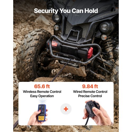 6000 lbs Electric Winch, 12V DC ATV/UTV Winch with ?0.24 in x 49.2 ft Synthetic Rope, Wireless & Wired Remote Control, IP55 Waterproof, with Fairlead Mount Plate for Towing ATV UTV Off-Road