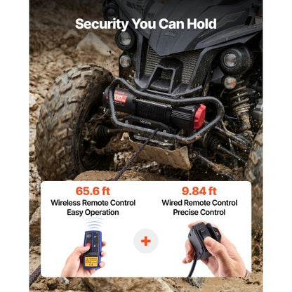 6000 lbs Electric Winch, 12V DC ATV/UTV Winch with ?0.24 in x 49.2 ft Synthetic Rope, Wireless & Wired Remote Control, IP55 Waterproof, with Fairlead Mount Plate for Towing ATV UTV Off-Road