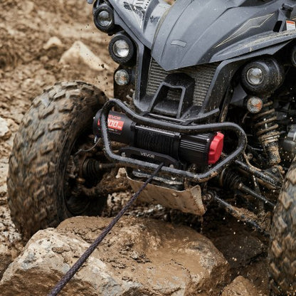 6000 lbs Electric Winch, 12V DC ATV/UTV Winch with ?0.24 in x 49.2 ft Synthetic Rope, Wireless & Wired Remote Control, IP55 Waterproof, with Fairlead Mount Plate for Towing ATV UTV Off-Road