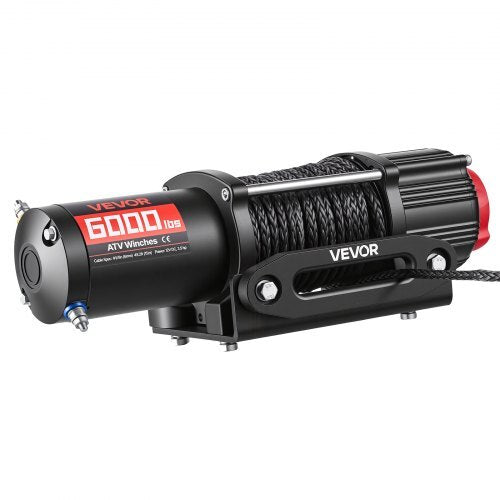 6000 lbs Electric Winch, 12V DC ATV/UTV Winch with ?0.24 in x 49.2 ft Synthetic Rope, Wireless & Wired Remote Control, IP55 Waterproof, with Fairlead Mount Plate for Towing ATV UTV Off-Road