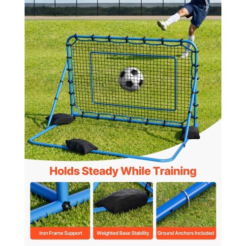 Soccer Rebounder Net, Quick-Switch Angle Soccer Goal Rebounder for Control, Passing Practice, Heavy-Duty Iron Frame & PE Net, Easy Setup Ball Training Aids & Equipment for Teens&Adults,6 x 4 ft