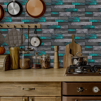 Modern Green Marble Stone Tile Peel And Stick Wallpaper Removable Self-Adhesive Wall Sticker Wallpaper PVC Home Decoration
