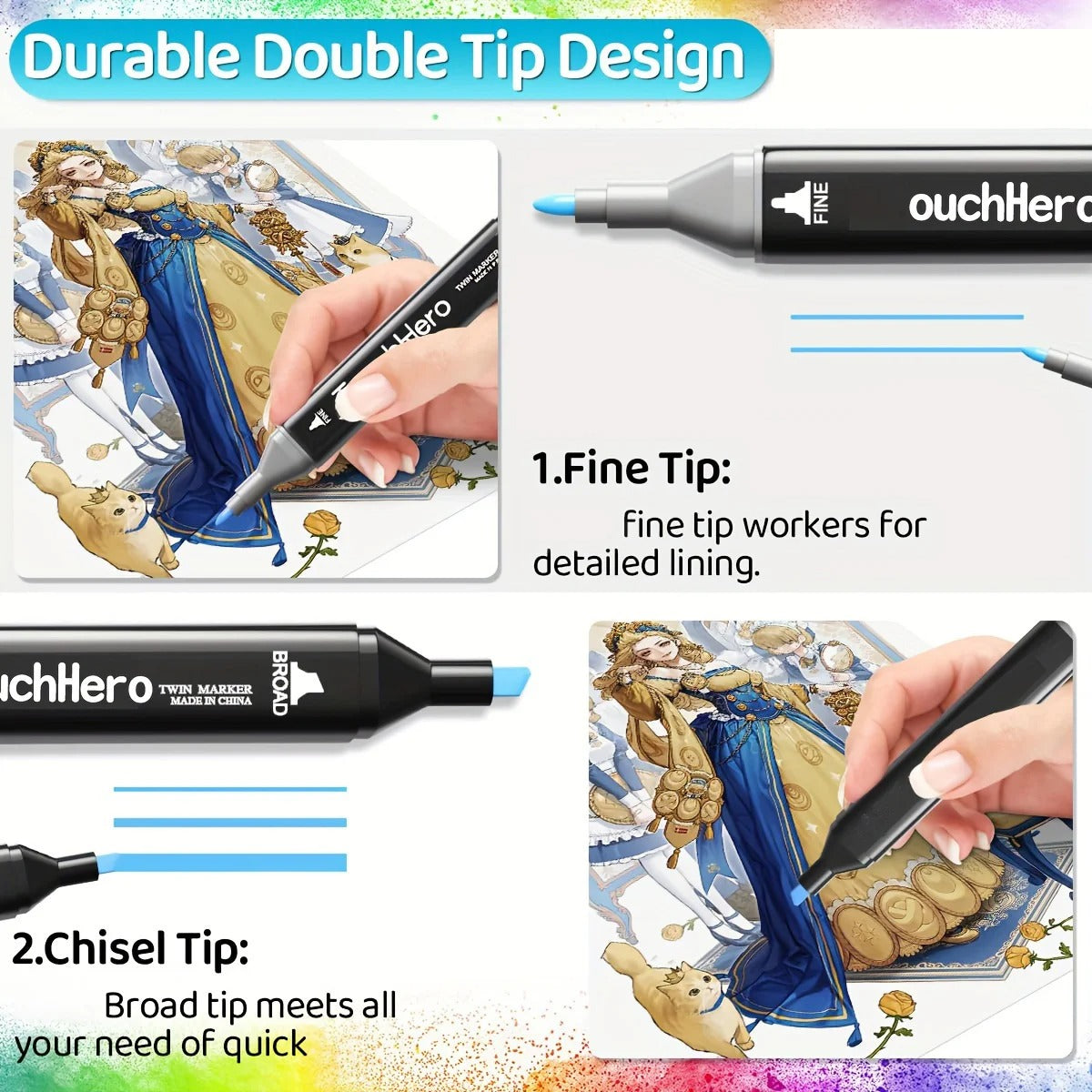 204 Color Dual-Tip Marker Set Quick-Dry Sketching Markers For Painting Professional Drawing Pens Art Supplies