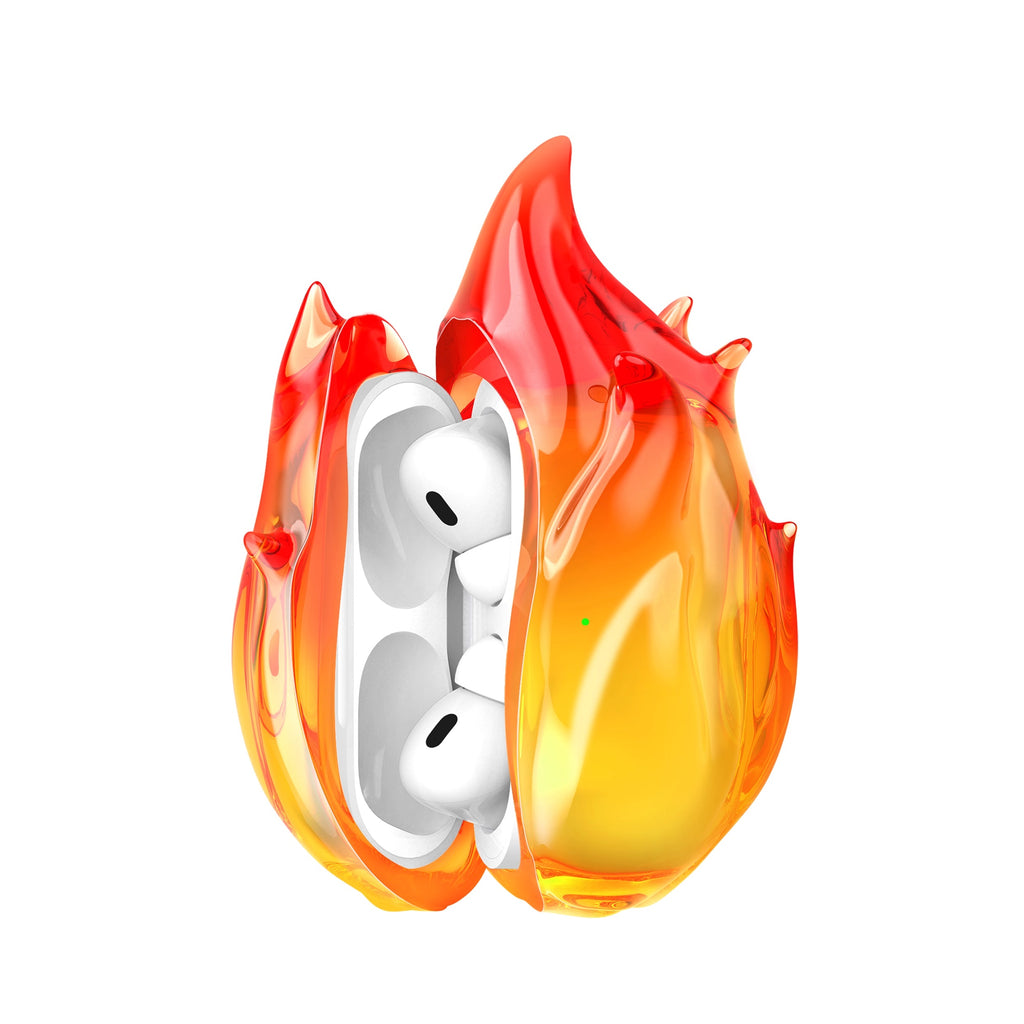 Transparent Gradient Waterproof And Drop-Resistant Flame-Design Full-Body Earphone Case