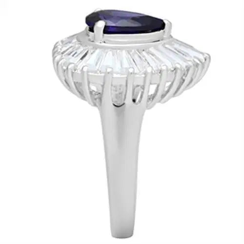 SS004 - Silver 925 Sterling Silver Ring with AAA Grade CZ  in Tanzanite