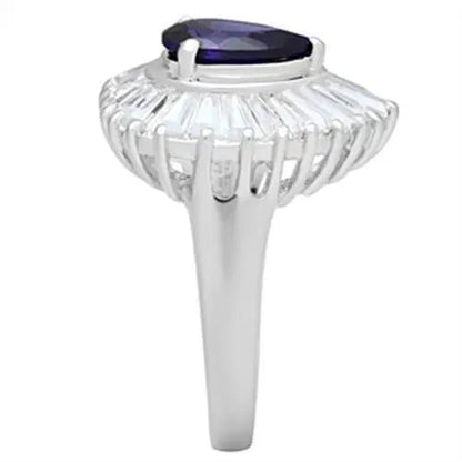 SS004 - Silver 925 Sterling Silver Ring with AAA Grade CZ  in Tanzanite