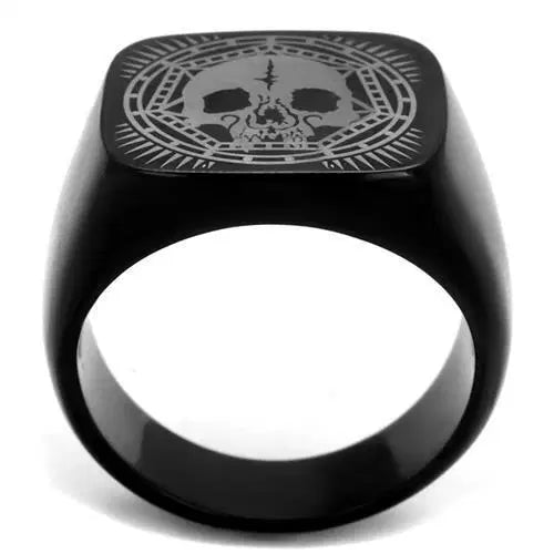 TK2306 - IP Black(Ion Plating) Stainless Steel Ring with No Stone
